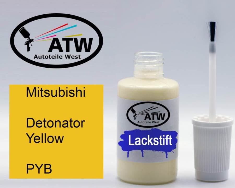 Mitsubishi, Detonator Yellow, PYB: 20ml Lackstift, von ATW Autoteile West.